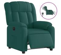 vidaXL Sillón reclinable eléctrico tela verde oscuro