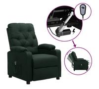 vidaXL Sillón reclinable eléctrico butaca orejera ajustable con reposapiés tela verde oscuro