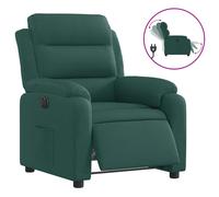 vidaXL Sillón reclinable eléctrico tela verde oscuro