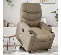 Vidaxl sillón reclinable elevable cuero artificial color capuchino