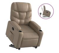 vidaXL Sillón reclinable elevable cuero artificial color capuchino