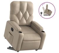 Vidaxl sillón reclinable elevable cuero artificial color capuchino