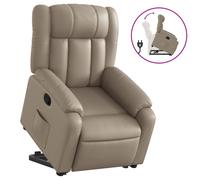 Vidaxl sillón reclinable elevable cuero artificial color capuchino