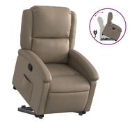Vidaxl sillón reclinable elevable cuero artificial color capuchino
