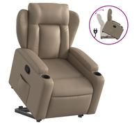 Vidaxl sillón reclinable elevable cuero artificial color capuchino