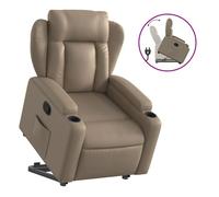 vidaXL Sillón reclinable elevable cuero artificial color capuchino