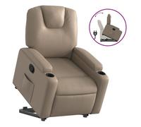 vidaXL Sillón reclinable elevable cuero artificial color capuchino