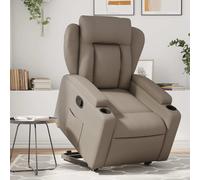 Vidaxl sillón reclinable elevable cuero artificial color capuchino