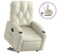 vidaXL Sillón reclinable elevable cuero artificial color crema