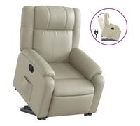 Vidaxl sillón reclinable elevable cuero artificial color crema