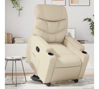vidaXL Sillón reclinable elevable cuero artificial color crema