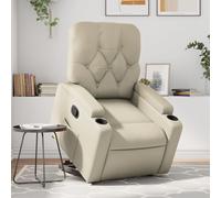 vidaXL Sillón reclinable elevable cuero artificial color crema