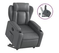 vidaXL Sillón reclinable elevable cuero artificial gris