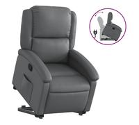 vidaXL Sillón reclinable elevable de cuero artificial gris