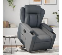 vidaXL Sillón reclinable elevable cuero artificial gris