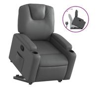 vidaXL Sillón reclinable elevable de cuero artificial, gris