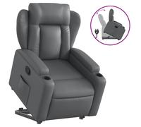 vidaXL Sillón reclinable elevable cuero artificial gris