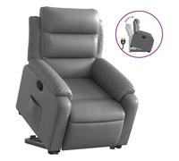 vidaXL Sillón reclinable elevable de cuero artificial gris