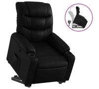 Vidaxl Sillón Reclinable Elevable Cuero Artificial Negro Black
