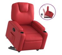 vidaXL Sillón reclinable elevable cuero artificial rojo