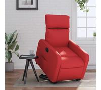 vidaXL Sillón reclinable elevable cuero artificial rojo