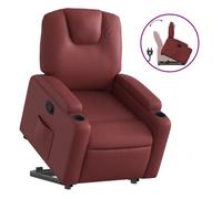 vidaXL Sillón reclinable elevable cuero artificial rojo tinto