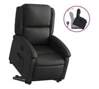 vidaXL Sillón reclinable elevable – cuero auténtico negro