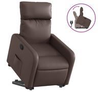vidaXL Sillón reclinable elevable cuero sintético marrón