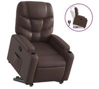 vidaXL Sillón reclinable elevable cuero sintético marrón