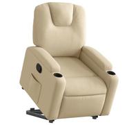 vidaXL Sillón reclinable elevable – Asiento ajustable para ancianos, reposabrazos, tela crema