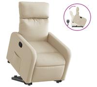 vidaXL Sillón reclinable elevable de tela color crema