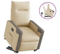 vidaXL Sillón reclinable elevable de tela color crema