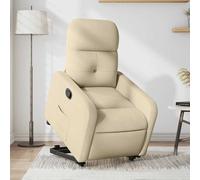 Vidaxl Sillón Reclinable Elevable Tela Gris Claro Cream