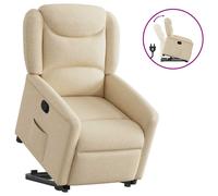 vidaXL Sillón reclinable elevable de tela color crema