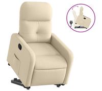 Vidaxl Sillón Reclinable Elevable Tela Gris Claro Cream