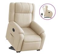 vidaXL Sillón reclinable elevable orejero para TV, asiento ajustable, tela color crema