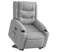 vidaXL Sillón reclinable elevable con asiento ajustable para ancianos, tela gris claro