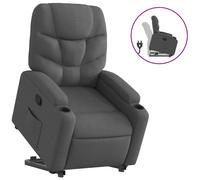 vidaXL Sillón reclinable elevable de tela gris oscuro