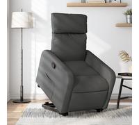 vidaXL Sillón reclinable elevable de tela gris oscuro
