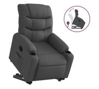 vidaXL Sillón reclinable elevable de tela gris oscuro