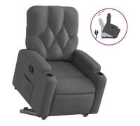 vidaXL Sillón reclinable elevable de tela gris oscuro