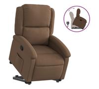 Vidaxl sillón reclinable elevable de tela marrón