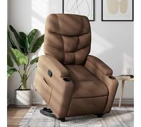 vidaXL Sillón reclinable elevable de tela marrón