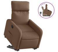 vidaXL Sillón reclinable elevable de tela marrón