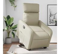 Vidaxl Sillón Reclinable Eléctrico de Cuero Sintético Negro Cream