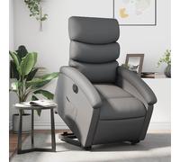 vidaXL Sillón reclinable elevable eléctrico de cuero sintético gris