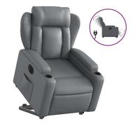 vidaXL Sillón reclinable eléctrico con ayuda para levantarse, tapizado en cuero sintético - Gris