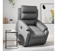 vidaXL Sillón reclinable elevable eléctrico de cuero sintético gris
