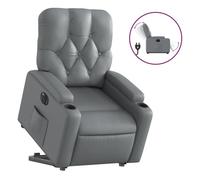 vidaXL Sillón reclinable elevable eléctrico de cuero sintético gris