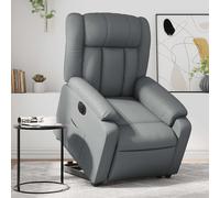 vidaXL Sillón reclinable elevable eléctrico de cuero sintético gris